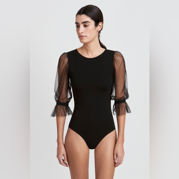Marcella Bellerose Mesh Sleeve Bodysuit Small - Picture 2 of 6